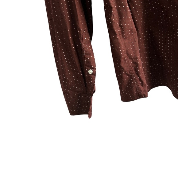H&M Easy Iron Slim Fit D Brown w/White polka dot button down • Used • Size: XXL - Picture 3 of 4